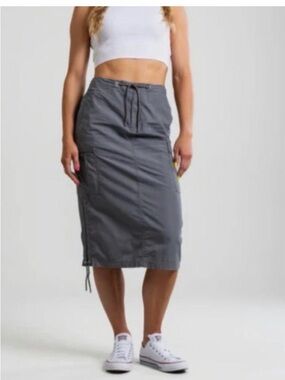 Converse Charcoal Drawstring Midi Cargo Skirt